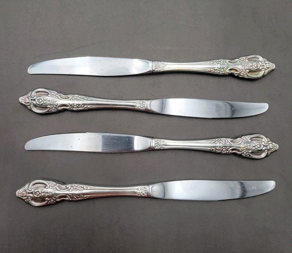 Oneida Pembrooke Renoir Stainless Flatware Dinner Knives Set Of 4 Vtg USA